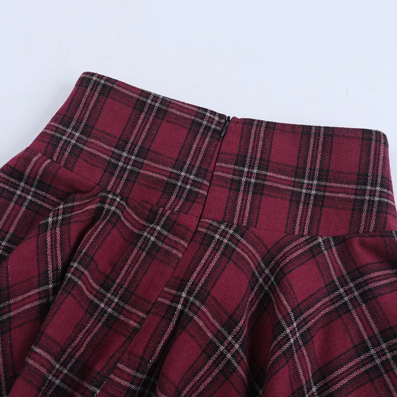 American Vintage Dark Gothic Style Skirt Women's Patchwork Irregular Plaid Skirt Y2K 2000s Subcultural Casual Streetwear