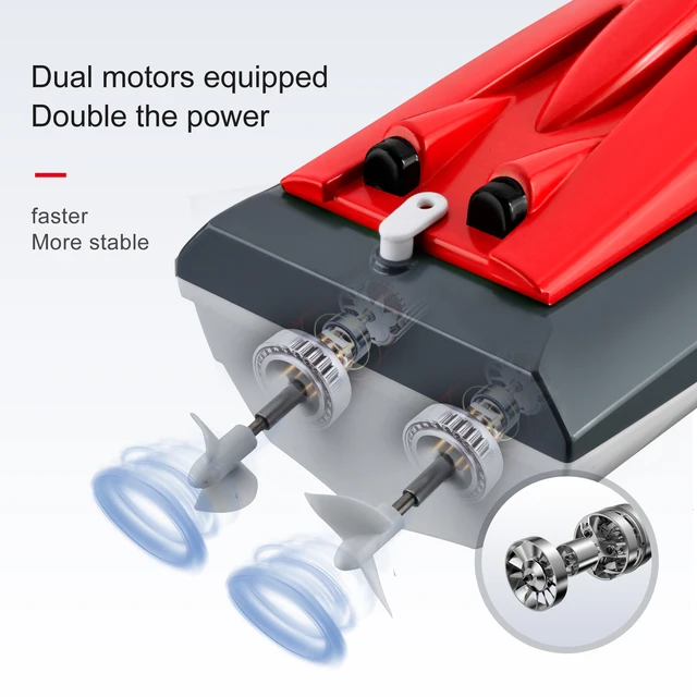 Rc Boat 2.4G High Speed 20km/h Remote Control Speed Boat Rechargeable Waterproof Anti-collision Protection Toys for Children 4