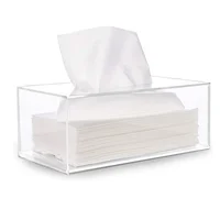 Clear Acrylic Tissue Box Holder Simple Rectangular Paper Napkin Cointainer Oragnizer for Car Home End Table 2
