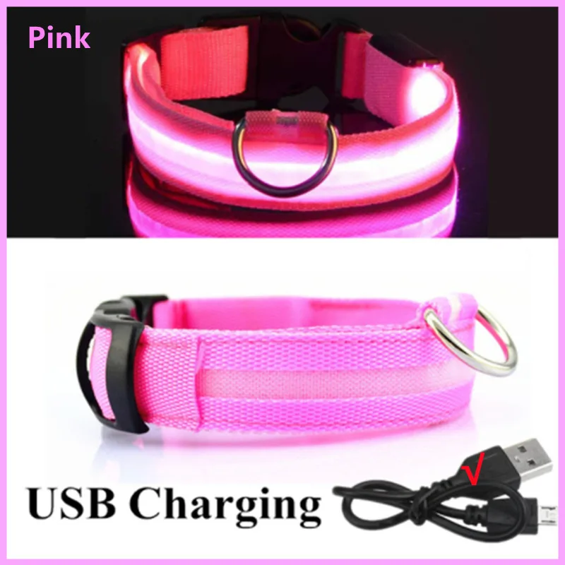 LED Glowing Dog Collar Adjustable Flashing Rechargea Luminous Collar Night Anti-Lost Dog Light HarnessFor Small Dog Pet Products leather dog collars Dog Collars