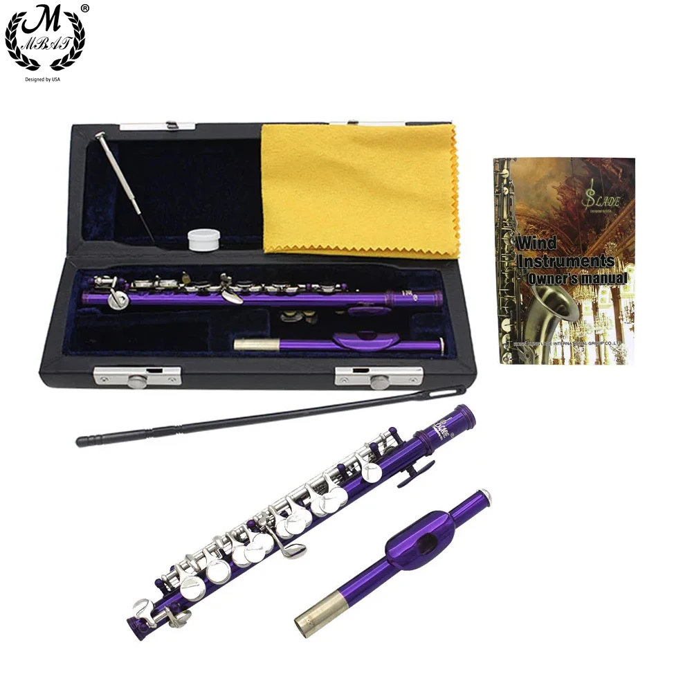 Purple Piccolo Flute C Key Half-size Flute Instrument with Case Cleaning Cloth Parts Cupronickel Piccolo c key flute flute instrument wind music instrument
