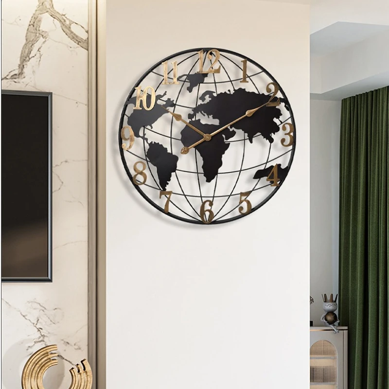 Large Metal World Map Wall Clock 6