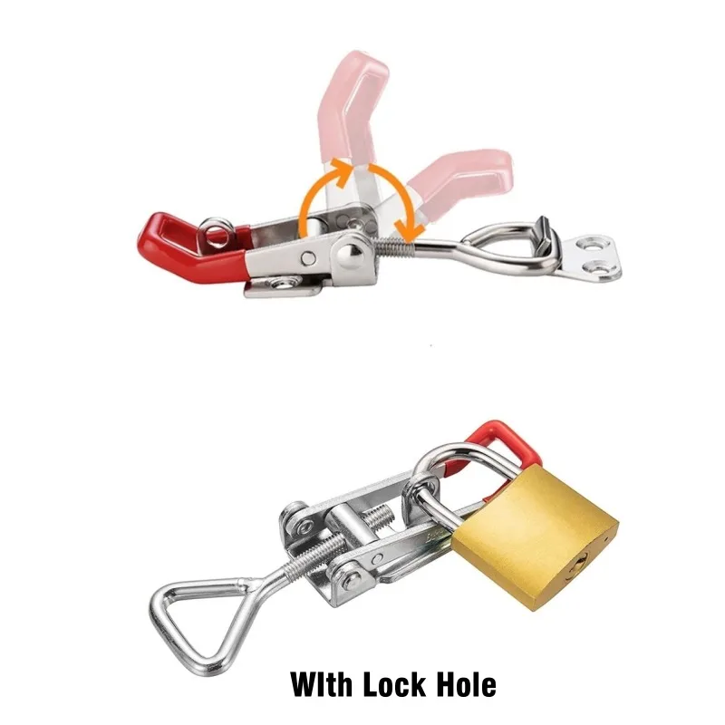 Quick Release Latch Clamp with Lock Hole Adjustable Lever Handle Hand Tool Box Case Clamp Clasp Anti-Slip Push Pull Toggle