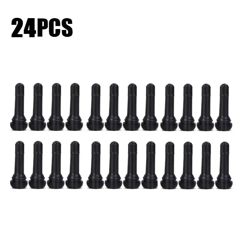 Premium Black TR414 Tubeless Tire Valve Stems with Caps - High-Quality Rubber Snap-in Covers