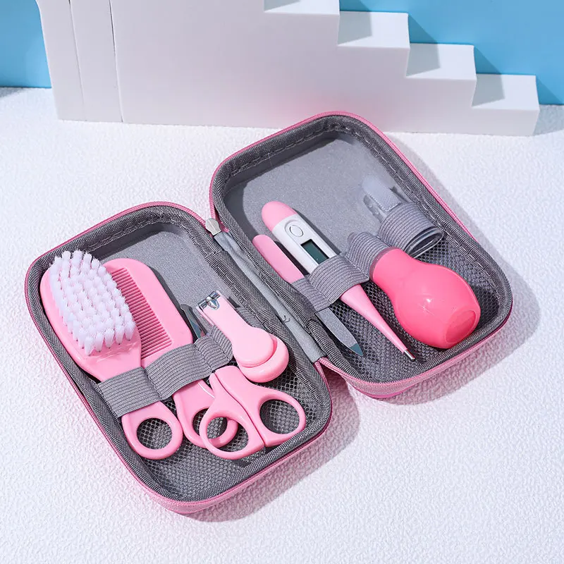 Baby Health Care Newborn Baby Nail Hair Thermometer Grooming Brush Kit Care Essentials Newborn Material Safety 8 pcs/Set nail care kit