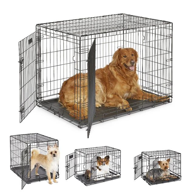 MidWest Homes For Pets Double Door Folding Metal Dog Crate Medium