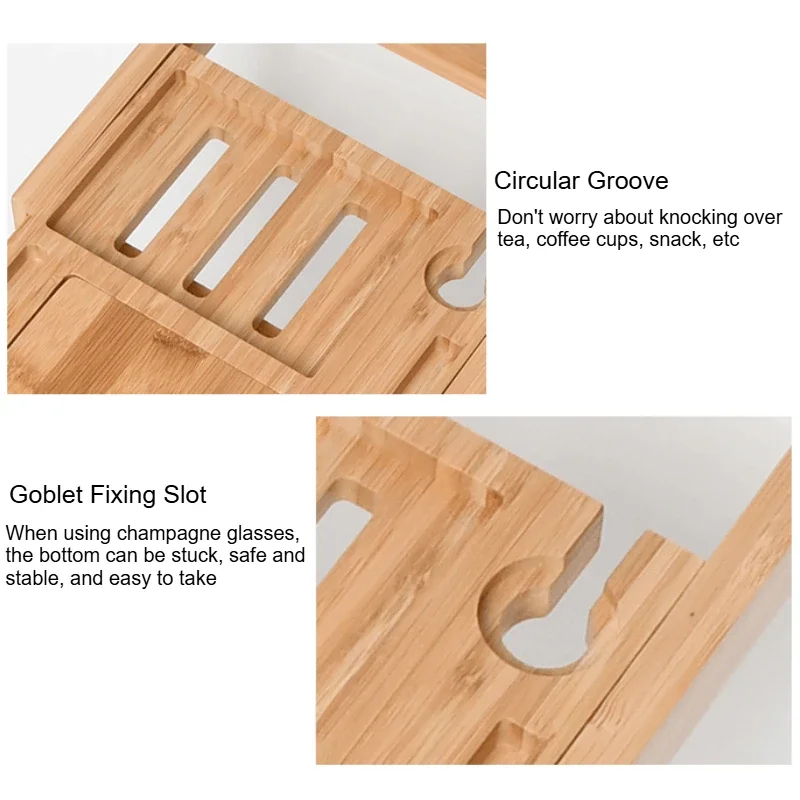 Expandable Wooden Bathtub Tray Home Storage Accessories Soap Dish Non Slip Tablet Bathroom Storage Holder Bathroom Trays