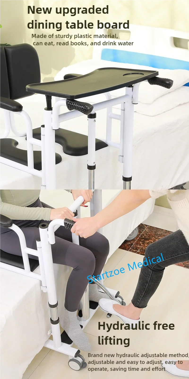 Multifunctional Elderly Rehabilitation Therapy Supplies removable arms Patient Transfer Hydraulic Lift Chair 6