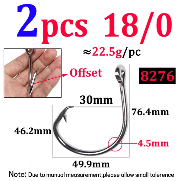 Elllv 6/0 - 18/0 Saltwater Fishing Stainless Steel Circle Hook Big