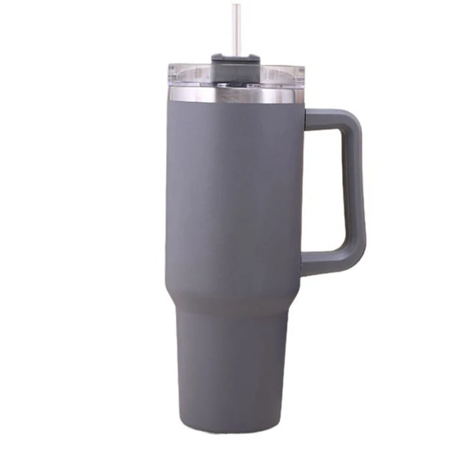 Tumbler with Handle 40oz Water Bottle for Hot and Cold grey 