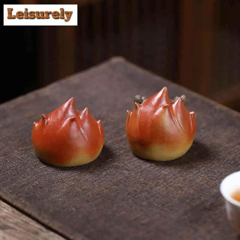 Yixing Purple Clay Dragon Fruit Tea Pet Japanese Flowerpot Landscaping Tea Figurine Play Toys Tea Statue Ornaments Accessories