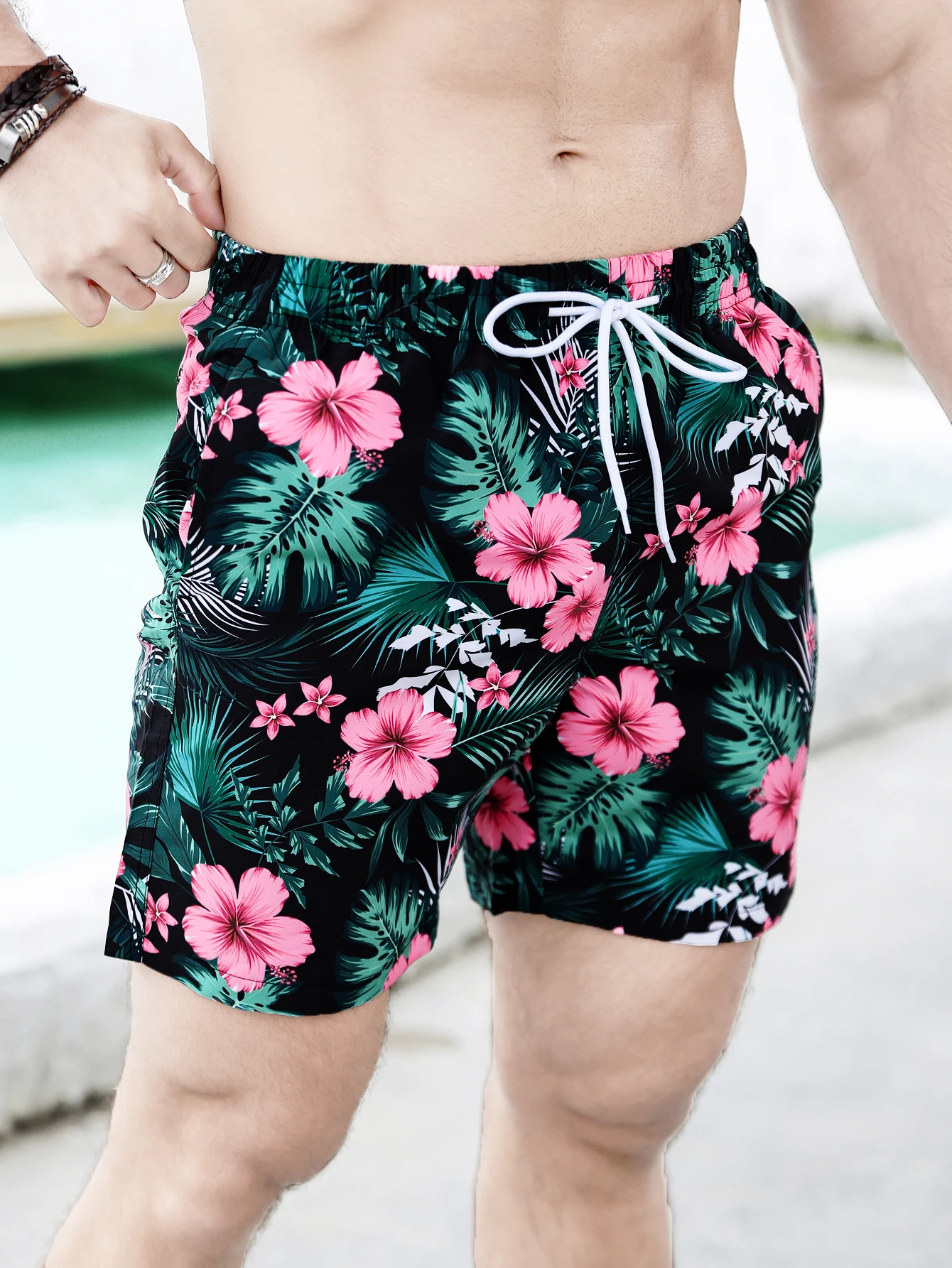 Men's big flower fashion beach shorts 4