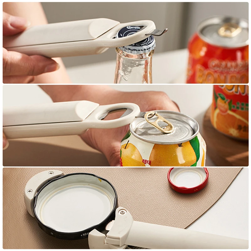 Multi-Function Bottle Opener Retractable Stainless Steel Labor-Saving Kitchen Tools Glass Jars Beer Cap Opener Magnetic Suction 5