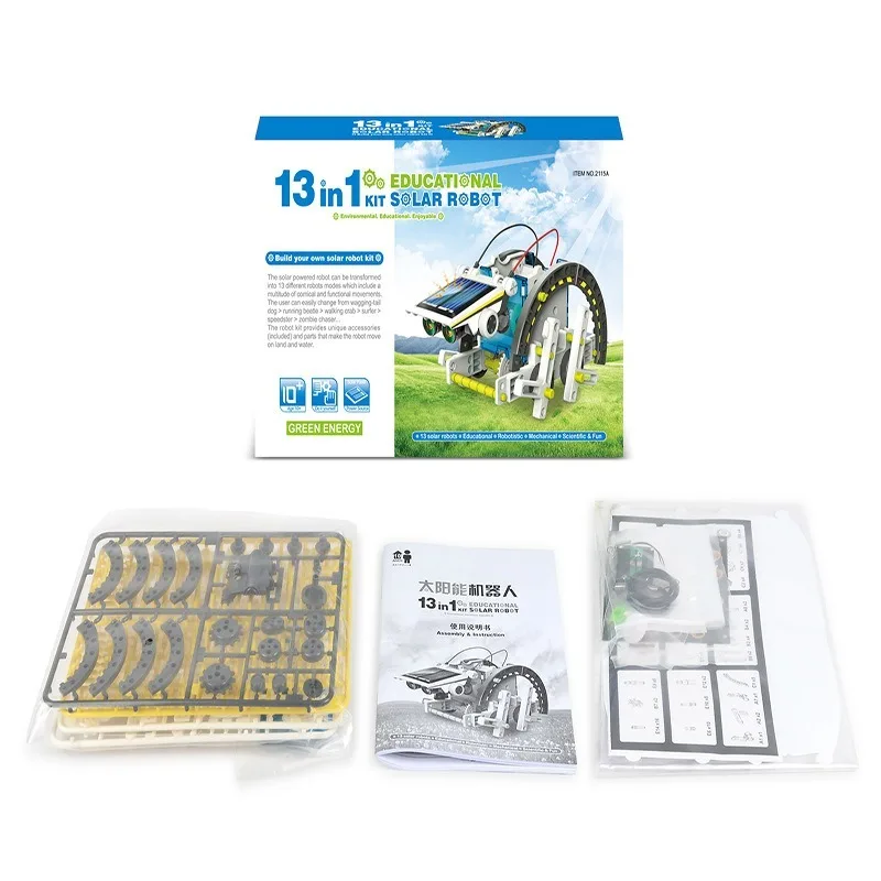 13 In 1 Children's Puzzle DIY Assembled Toys Electronic Puzzles Self-installed Solar Toy Cars Intelligent Robot Educational |