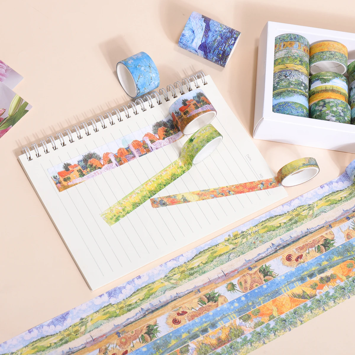 로맨틱한 꽃무늬 시리즈 와시 테이프 세트, DIY 사진 프레임, 저널, 선물 상자 포장 및 정교한 장식에 적합합니다.