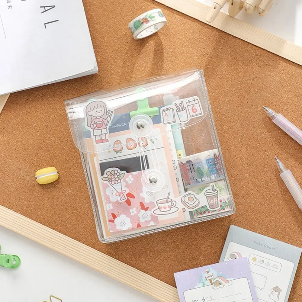방수 PVC 연필 파우치 대용량 메이크업 가방 투명 보관 가방 투명한 문구류 스티커 가방