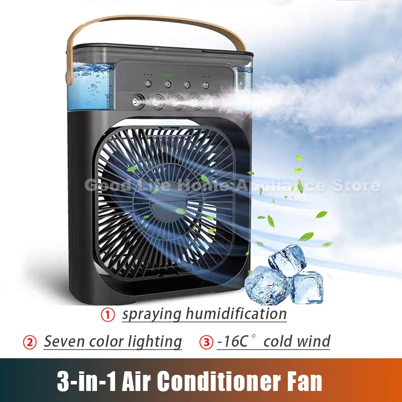 

Portable Desktop Fan Multifunctional Air Cooler Water Cooling Spray Fan with Night Light Home Mini Air Humidifier Conditioner