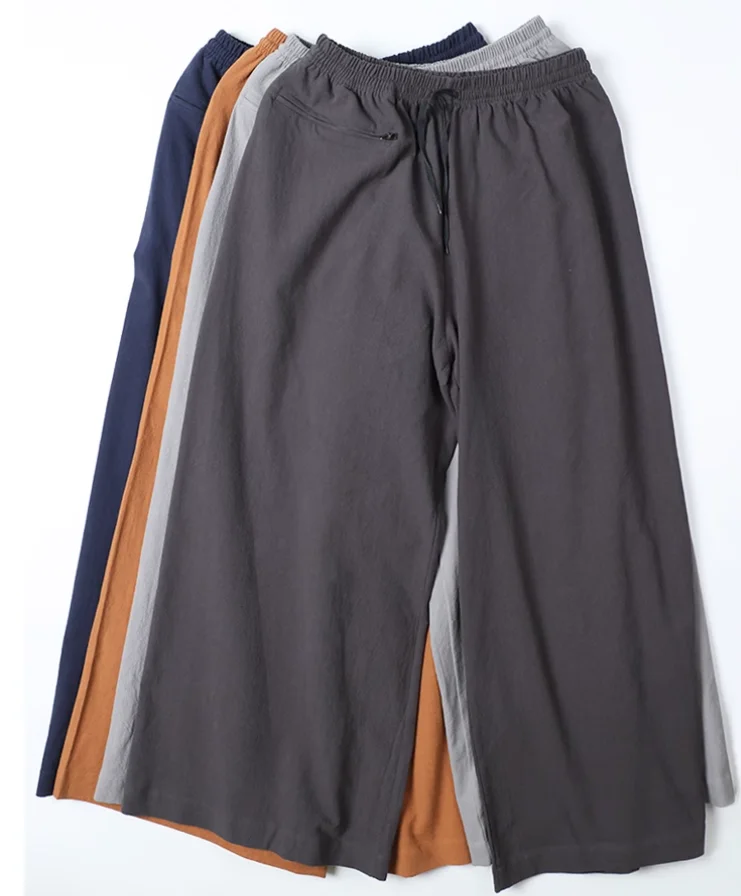Thick Cotton Buddhist Monk Shaolin Pants Kung fu Tai chi Trousers Wide Leg Martial arts 4 Colors