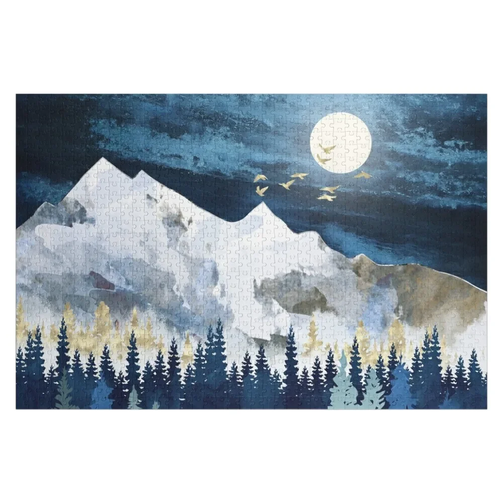 

Moonlit Snow Jigsaw Puzzle Personalize Custom Name Child Toy Personalized Gift Married Woods For Adults Puzzle