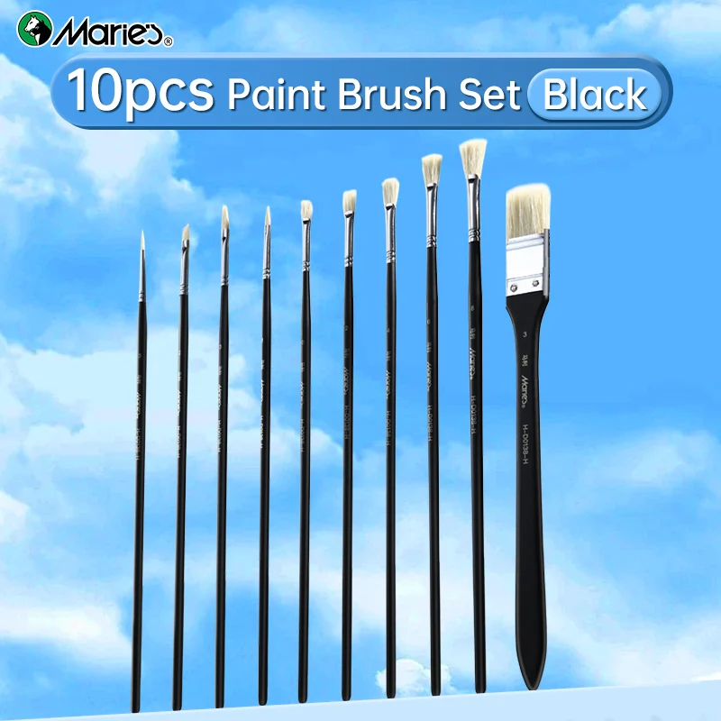 مجموعة فرش طلاء مكونة من 10 قطع، فرش طلاء غواش ممت...