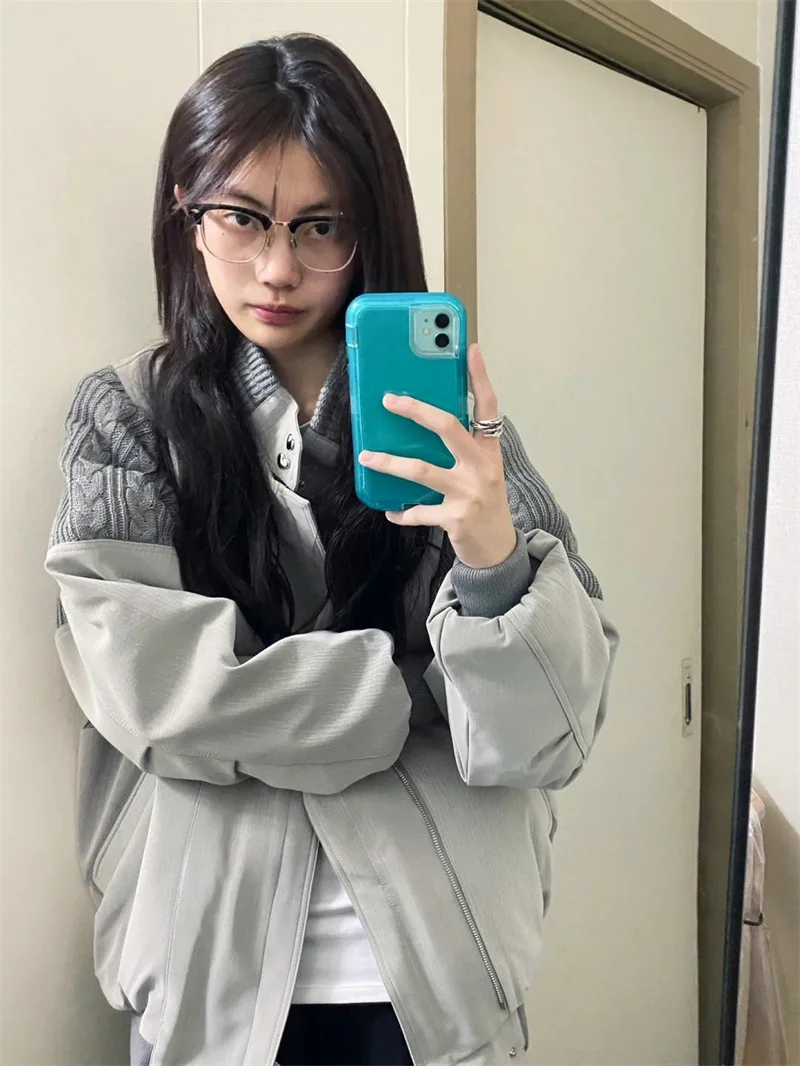 American fashion Loose Baseball Uniform Women's Spring New Loose Retro Design Stitching Pilot Jacket