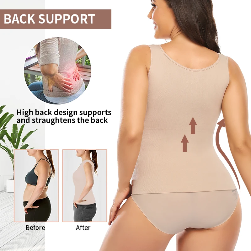 Women Body Shaper Bra Cami Tank Top Vest Corset Shapewear