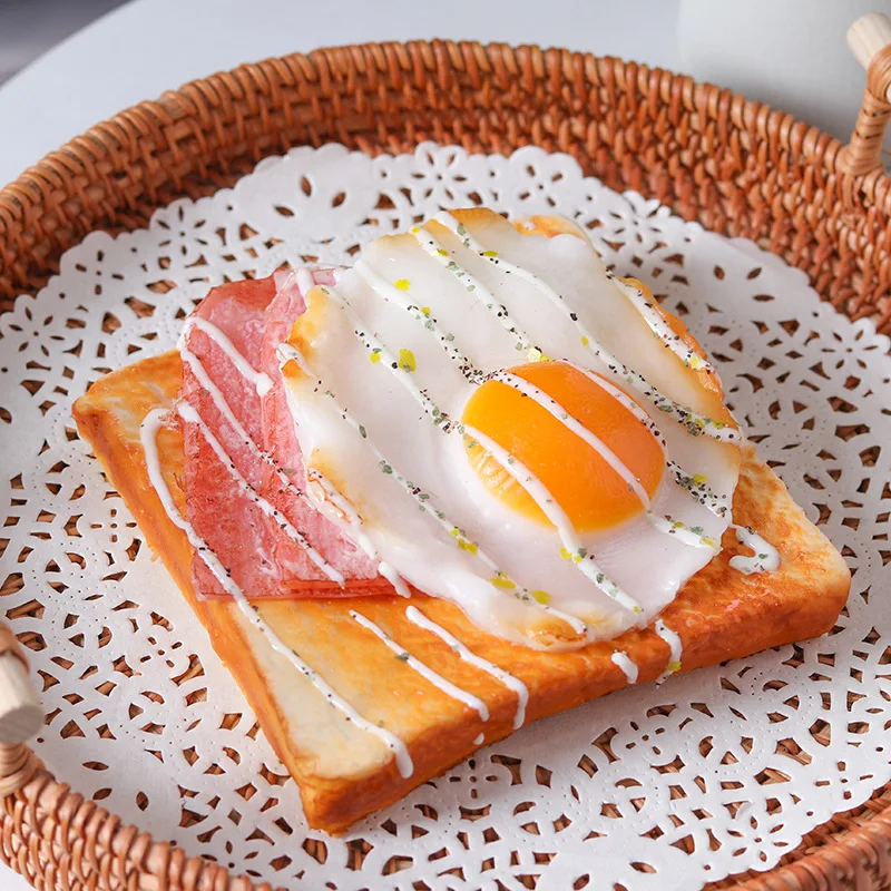 Artificial Eggs On Toast Fake Food Decoration Photography Pro Food Simulation Cake Model Tea Table Decoration 1PC food model food photography props kitchen food toys artificial egg decoration
