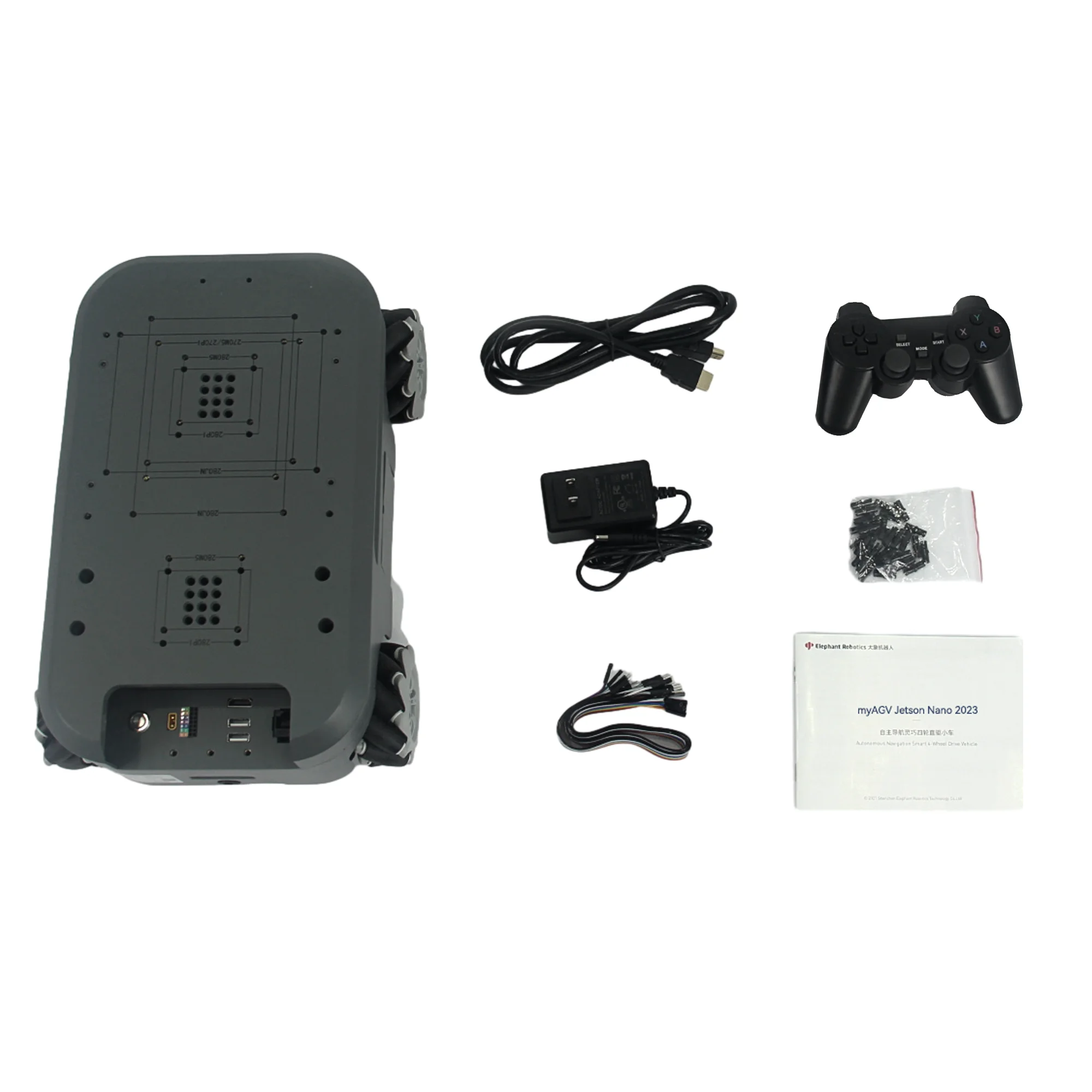 Elephant Robotics MyAGV PI: Robot Mobile Platform Autonomous Navigation Smart 4-Wheel Drive Vehicle (Gamepad Included)