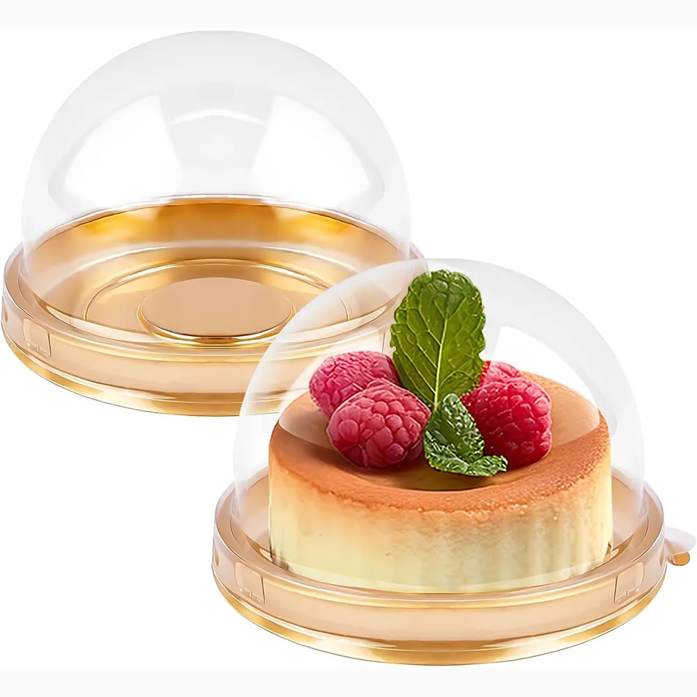 Mini Bundt Cake Containers Clear Plastic Cupcake Boxes with Dome Lids for Individual Cookies,Strawberry,Cheesecake,Mooncake