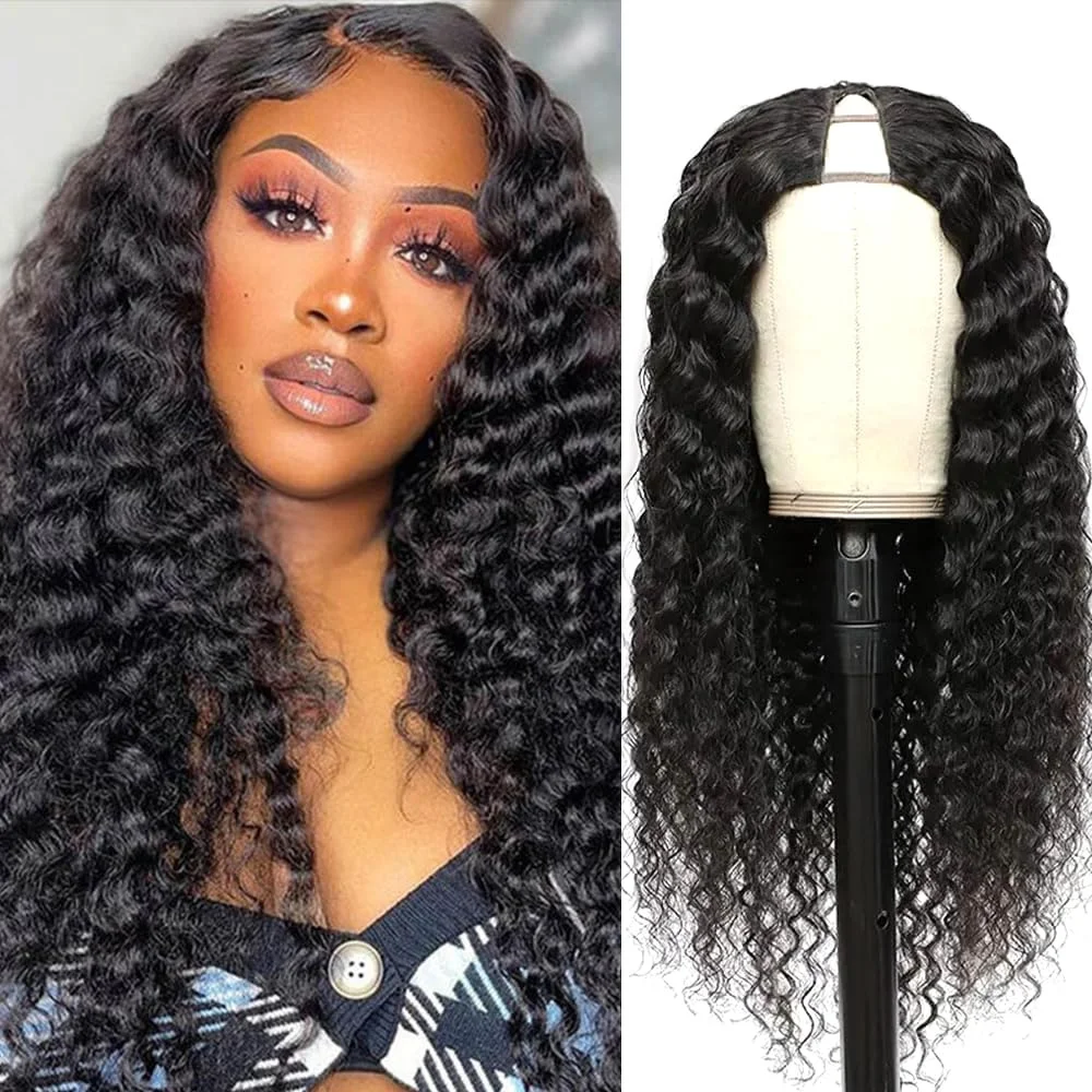 

Парик из человеческих волос с V-образной частью, плотность 180%, 13A, бразильские волнистые волосы без повреждений, парики из человеческих волос с V-образной частью для женщин, парики с зажимом на всю голову