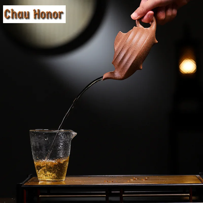 250ml Exquisite Yixing Purple Clay Teapots Handmade Pot Raw Ore Coarse Sand Colours Section Mud Kettle Chinese Zisha Teaset Gift