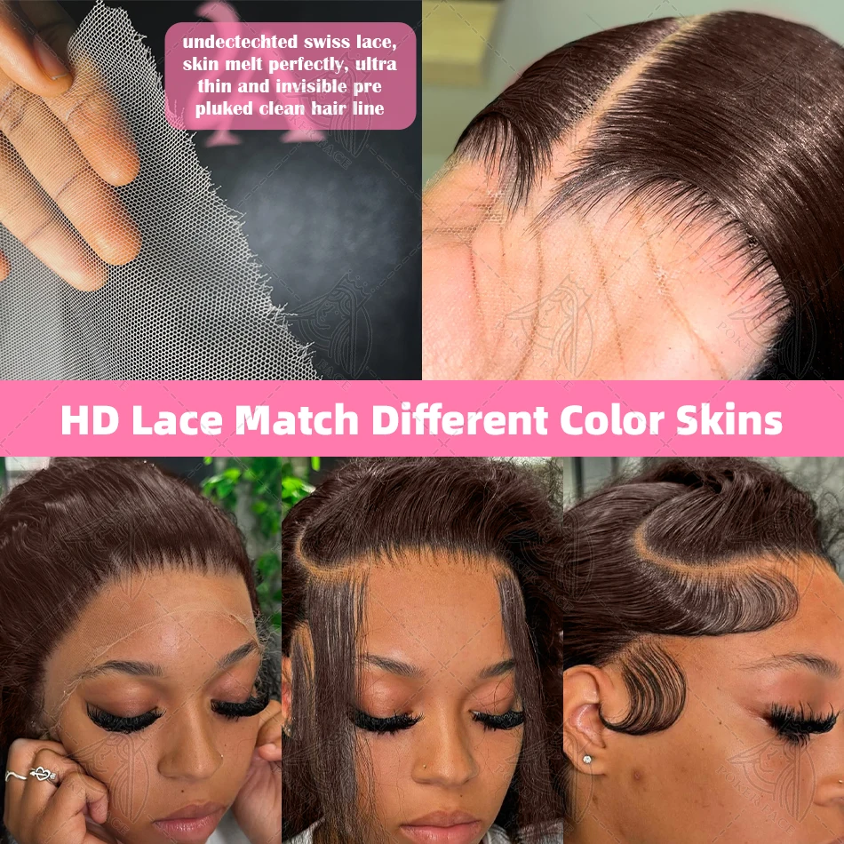 Lace Front Wigs 30 38 Inch Hd Chocolate Brown #4 Colored 13x4 13x6 Curly Deep Wave Frontal Human Hair