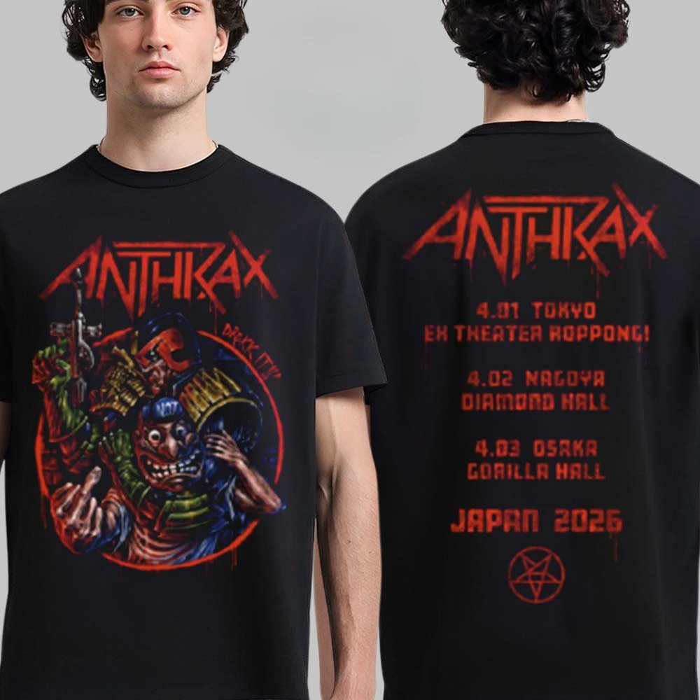 새로운 Anthrax 코튼 밴드 셔츠 유니섹스 여름 짧은 소매 패션 브랜드 티 럭셔리 캐주얼 빈티지 티셔츠