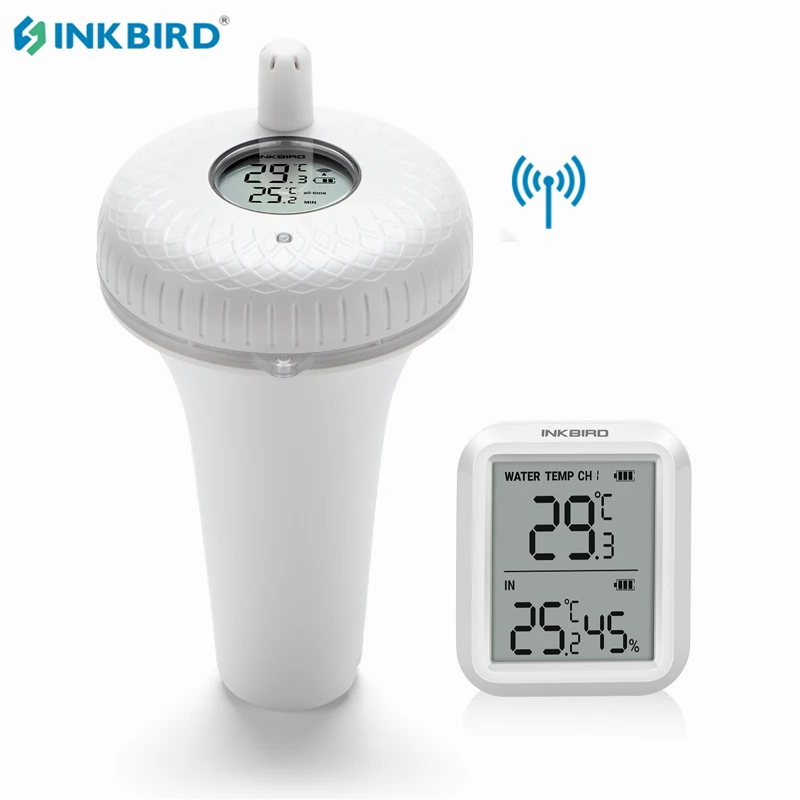 

INKBIRD Wireless IBS-P01R Digital Floating Thermometers Swimming Pool Tub Pond Water Temperature Sensor 300ft Remote Monitoring