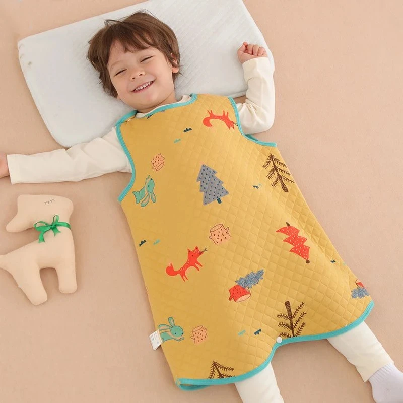 Spring Autumn Baby Cotton Sleeping Bag Sleeveless Children Jumpsuit Cartoon Pajamas Newborn Sleeping Bag Snap Buttons