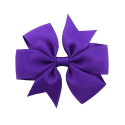 Vibrant Solid Grosgrain Ribbon Hair Bows for Girls - Boutique Hair Clips & Accessories (No 26 Dark Purple)