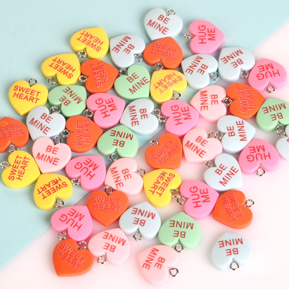 10 Stücke 17mm Liebe Herzform Harz Charms Anhänger Perlen Für Schmuck Machen Erkenntnisse DIY Armband Halskette Ohrring Zubehör