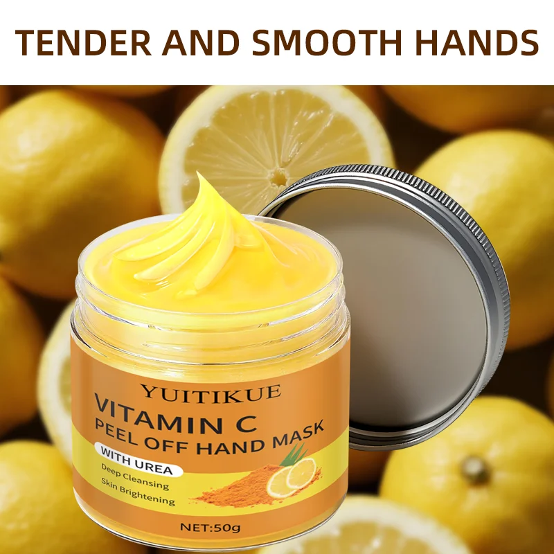Vitamin C Peel-Off Hand Mask   Contains urea, deeply cleanses, brightens skin tone, and deeply moisturizes the skin