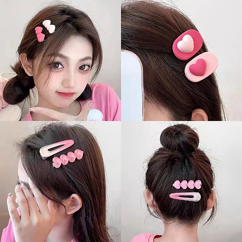 2/3Pcs Pink Cute Children's Hair Clip Dopamine Hair Accessories