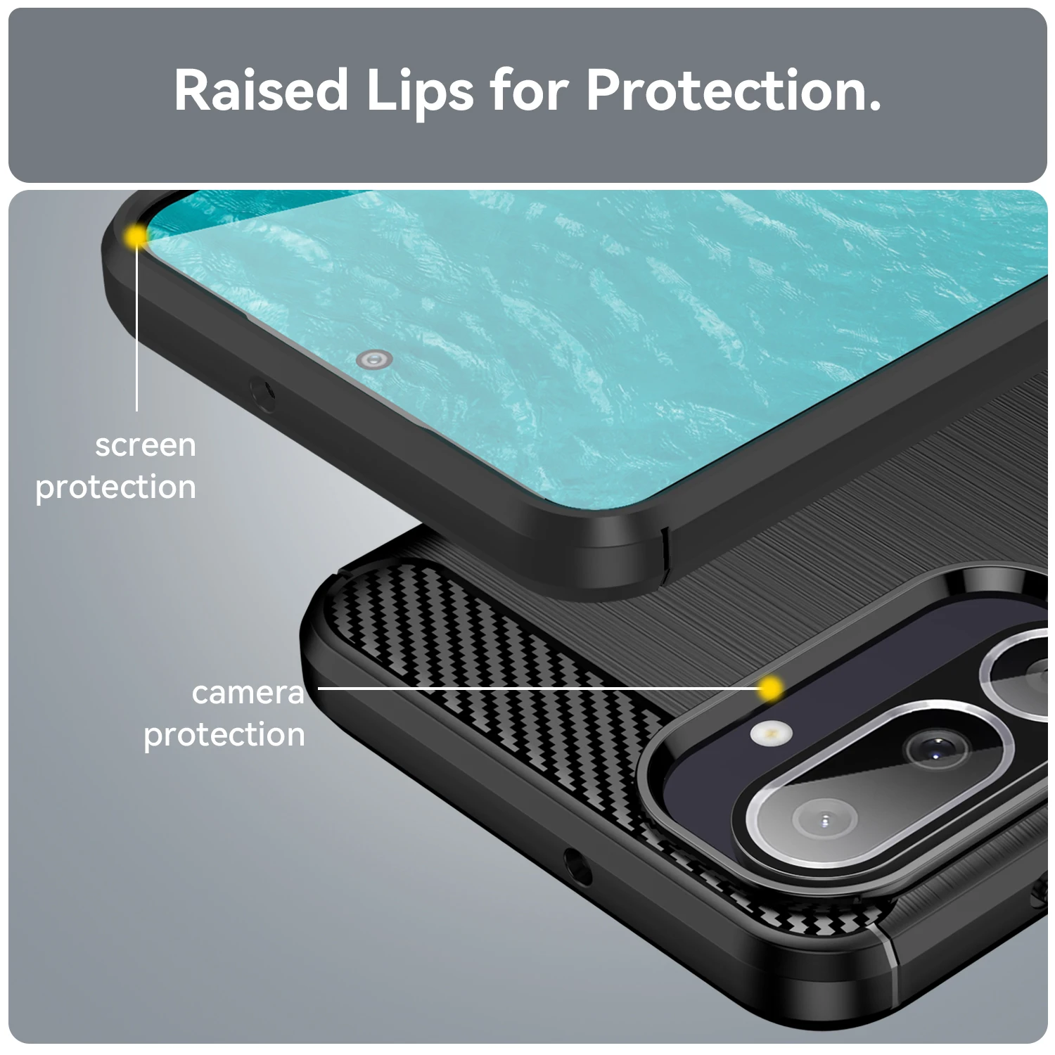 Cover per Telefono per Samsung Galaxy A57 A37 A36 A56 A17 A26 A06 A16, Custodia Antiurto in Fibra di Carbonio Morbida TPU - immagine 5