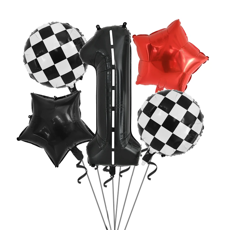 40 polegada 1-9 número balão de corrida carro tema balões conjunto 4d preto  branco xadrez ballon 3th 5th crianças aniversário festa supplie - AliExpress