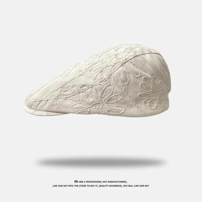 Newsboy Cap Women's Twill Cotton Eight Panel Hat Women's Baker ladies Caps Retro Big Large Hats girls Boina Black Beret