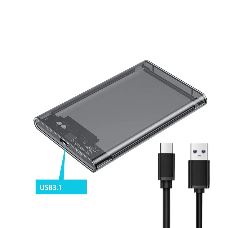 Tool-Free Clear External Hard Drive Enclosure with 6Gbps USB-C 3.1 Connectivity