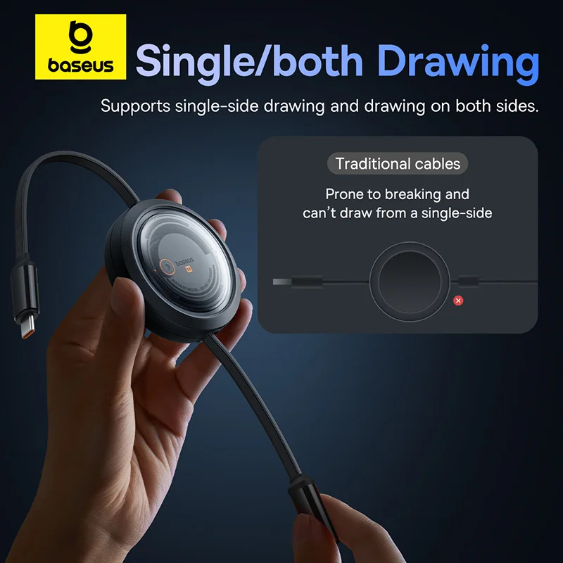 Baseus Retractable 100W 3 in 1 Fast USB Cable for Macbook iPad Portable 3 in 1 Micro Type C Charger Cable For iPhone Samsung