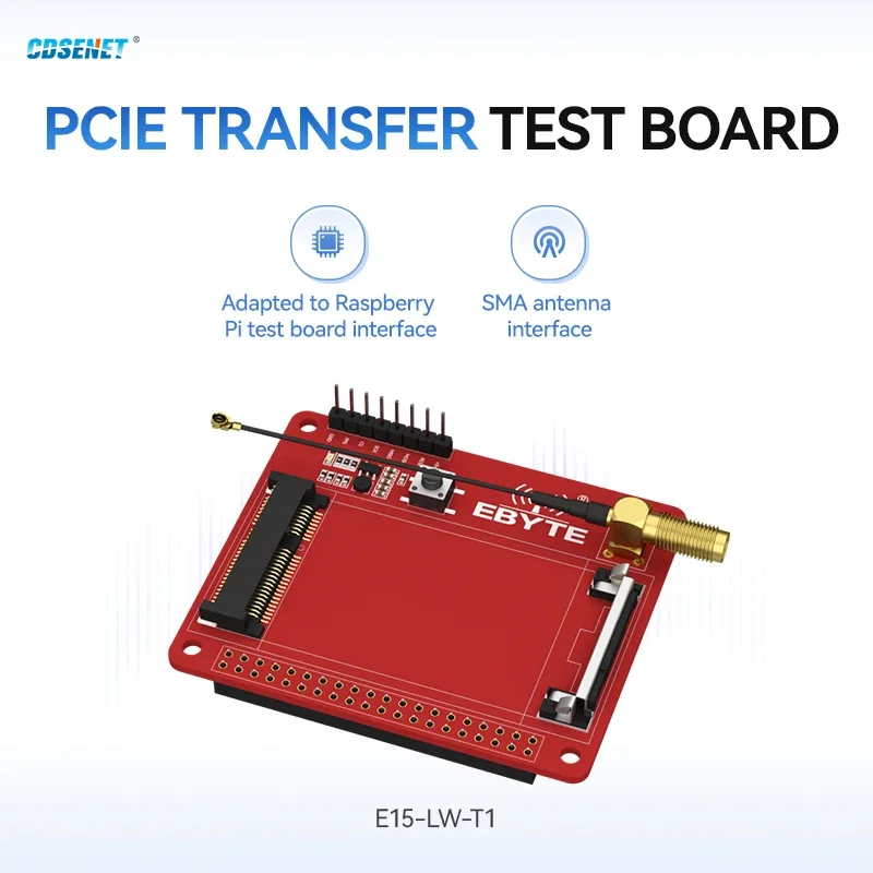PCIE Test Board PCIE Transfer Test Board for SX1302 LoRa LoRaWAN Gateway PCIE 230/433/470/868/915MHz CDSENET E15-LW-T1 SMA Antenna Interface