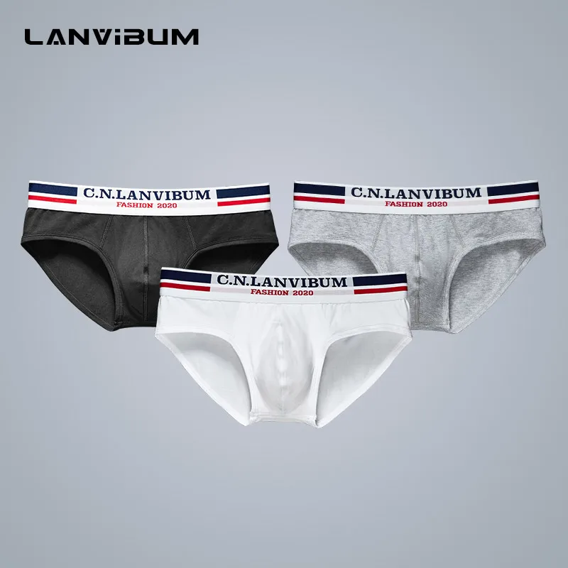 LANVIBUM Mens Sexy Underwear Cotton Briefs Fashion Breathable U Convex