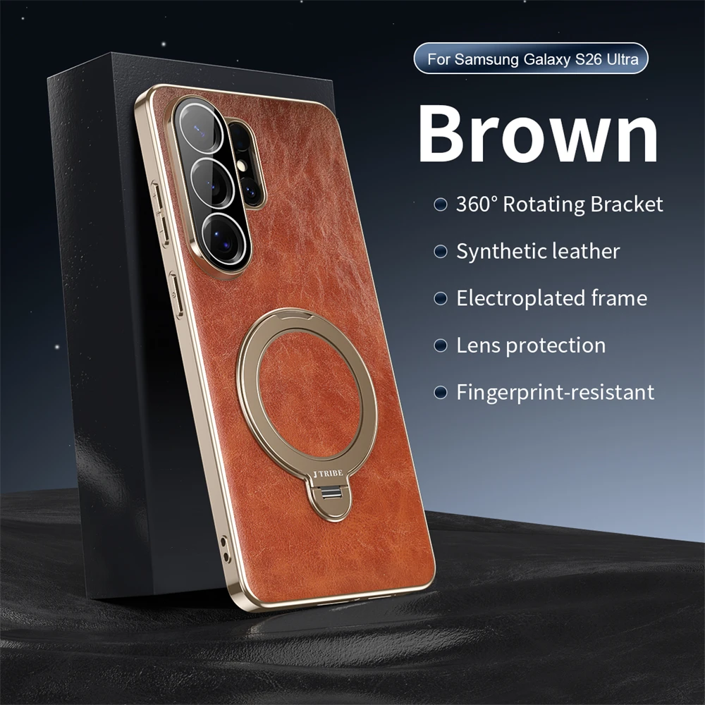 Premium 360° Rotating Leather Case with Metal Stand - Magnetic Shockproof Cover