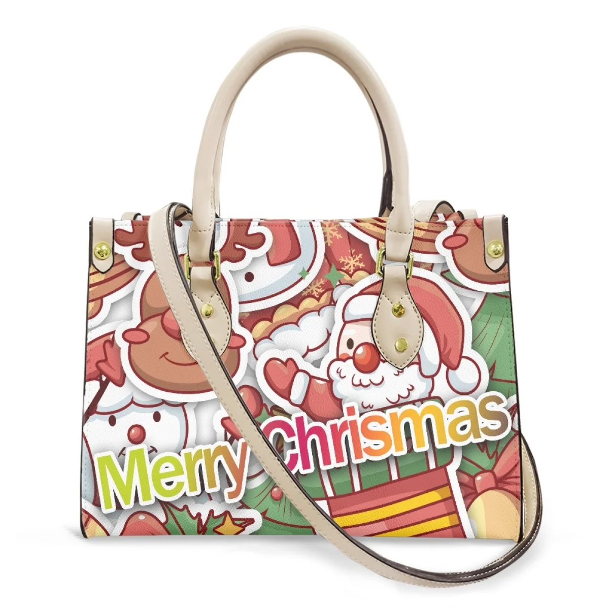 Merry Chrismas Fashion Women Cross Body Bags Leather Cute Elk Snowman Handbags Top-Handle Small Messenger Bag Girls Bolsos New