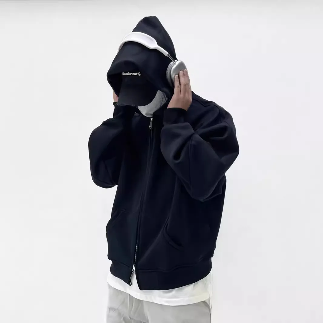Men's New American Trendy Brand Cleanfit Hoodie Spring/Autumn Heavy Weight Boxy Version Hoodie Solid Color Top