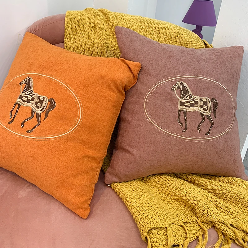 

European Style Sofa Embroidery Pillow Case, Light Luxury Cushion Cover, Home Decor, 45x45